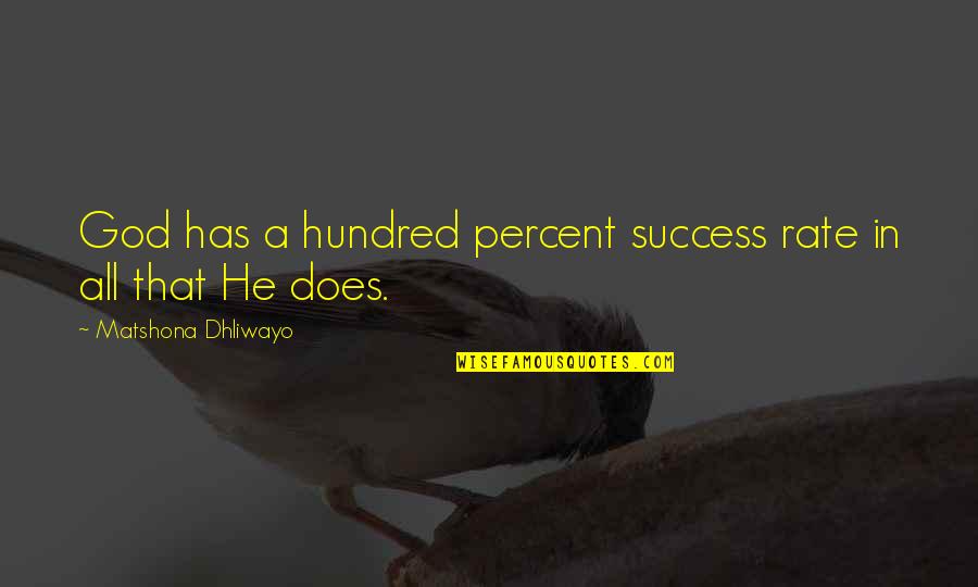 One Side Love Hurts Quotes By Matshona Dhliwayo: God has a hundred percent success rate in One Side Love Hurts Quotes By Matshona Dhliwayo: God has a hundred percent success rate in