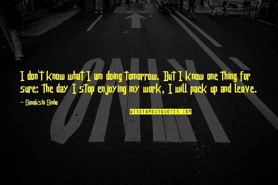 One Thing I Know For Sure Quotes By Sonakshi Sinha: I don't know what I am doing tomorrow.