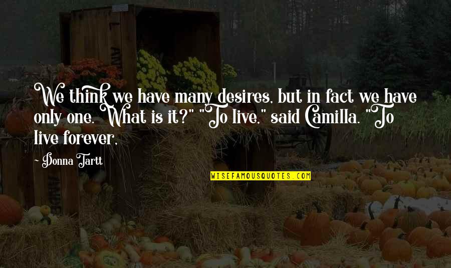 One To Many Quotes By Donna Tartt: We think we have many desires, but in