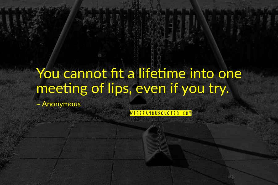 One To One Meeting Quotes By Anonymous: You cannot fit a lifetime into one meeting