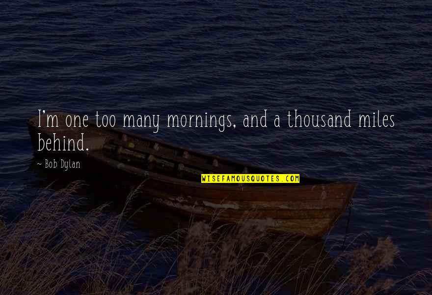 One Too Many Quotes By Bob Dylan: I'm one too many mornings, and a thousand