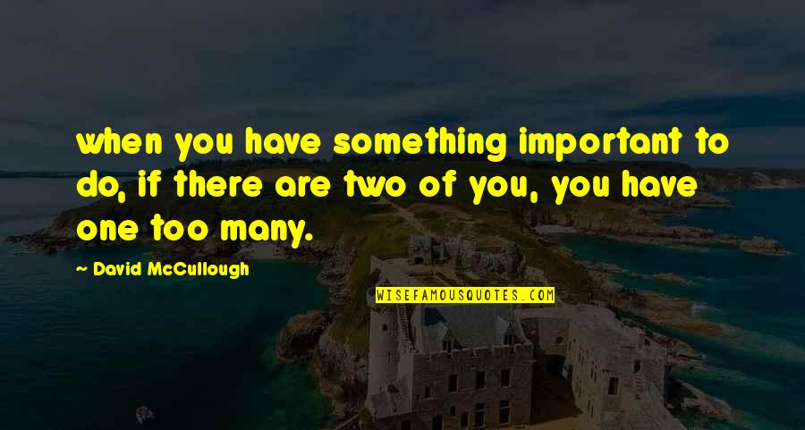 One Too Many Quotes By David McCullough: when you have something important to do, if