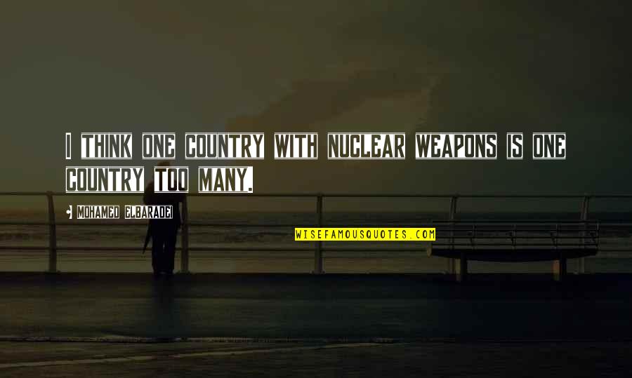 One Too Many Quotes By Mohamed ElBaradei: I think one country with nuclear weapons is