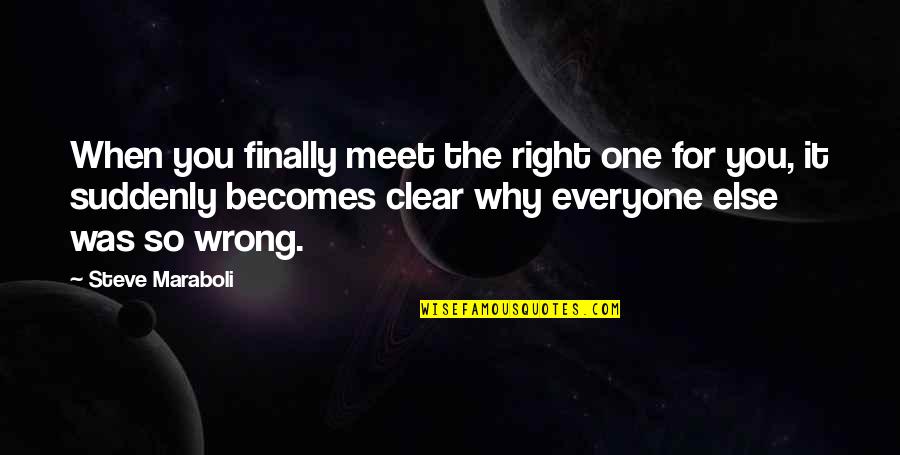 One True Love Quotes By Steve Maraboli: When you finally meet the right one for
