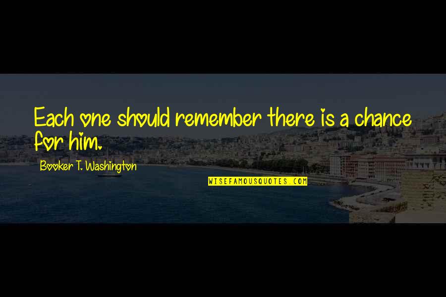 One Washington Quotes By Booker T. Washington: Each one should remember there is a chance One Washington Quotes By Booker T. Washington: Each one should remember there is a chance
