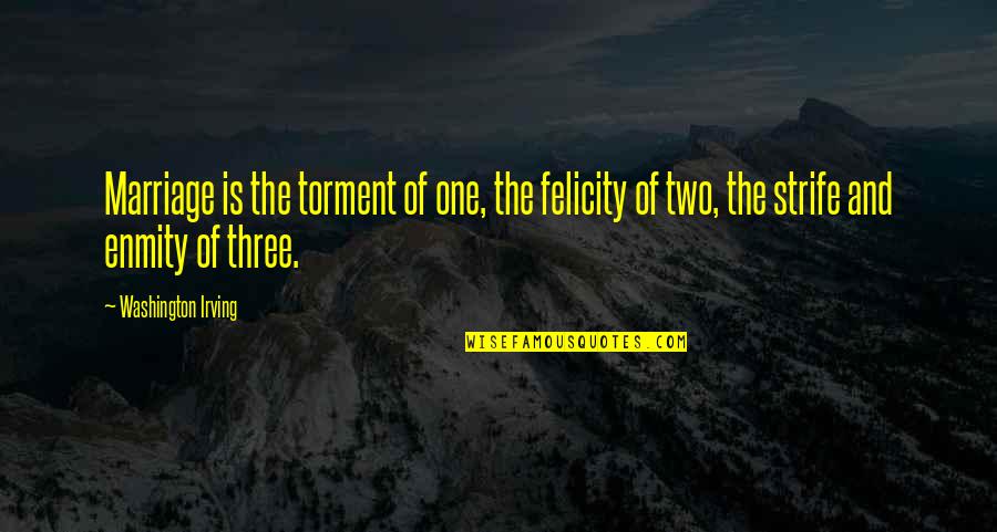 One Washington Quotes By Washington Irving: Marriage is the torment of one, the felicity One Washington Quotes By Washington Irving: Marriage is the torment of one, the felicity
