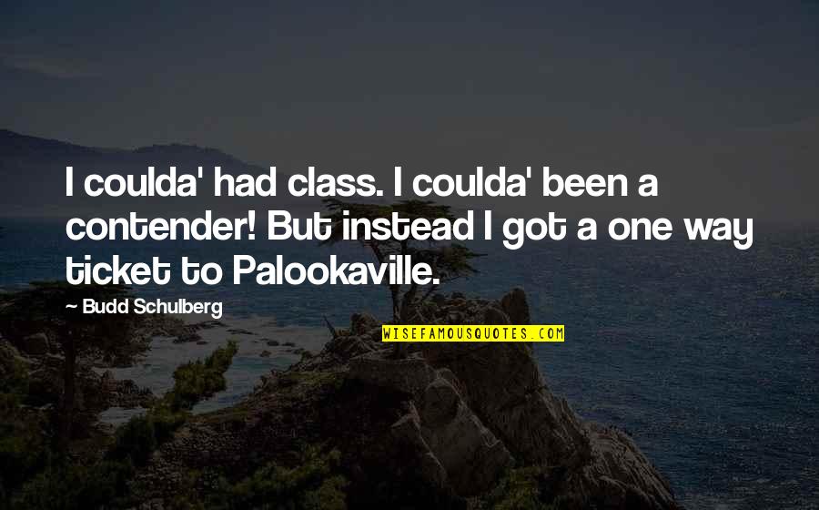 One Way Ticket Quotes By Budd Schulberg: I coulda' had class. I coulda' been a