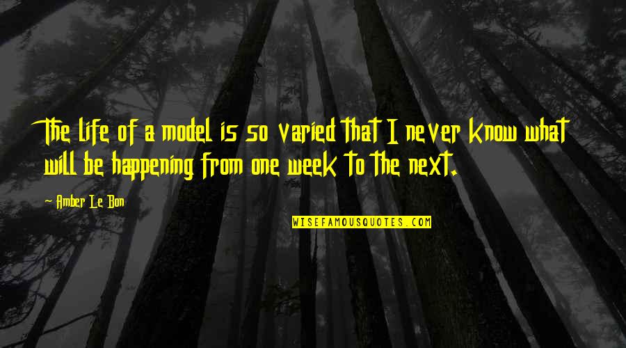 One Week Quotes By Amber Le Bon: The life of a model is so varied One Week Quotes By Amber Le Bon: The life of a model is so varied