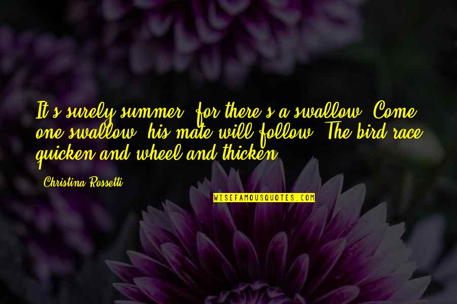 One Wheel Quotes By Christina Rossetti: It's surely summer. for there's a swallow: Come