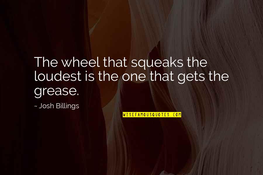One Wheel Quotes By Josh Billings: The wheel that squeaks the loudest is the