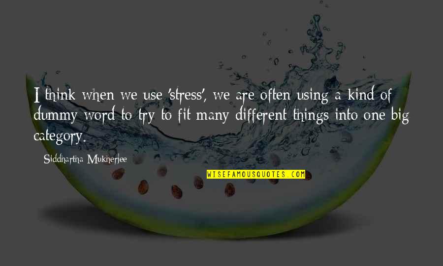 One Word Quotes By Siddhartha Mukherjee: I think when we use 'stress', we are