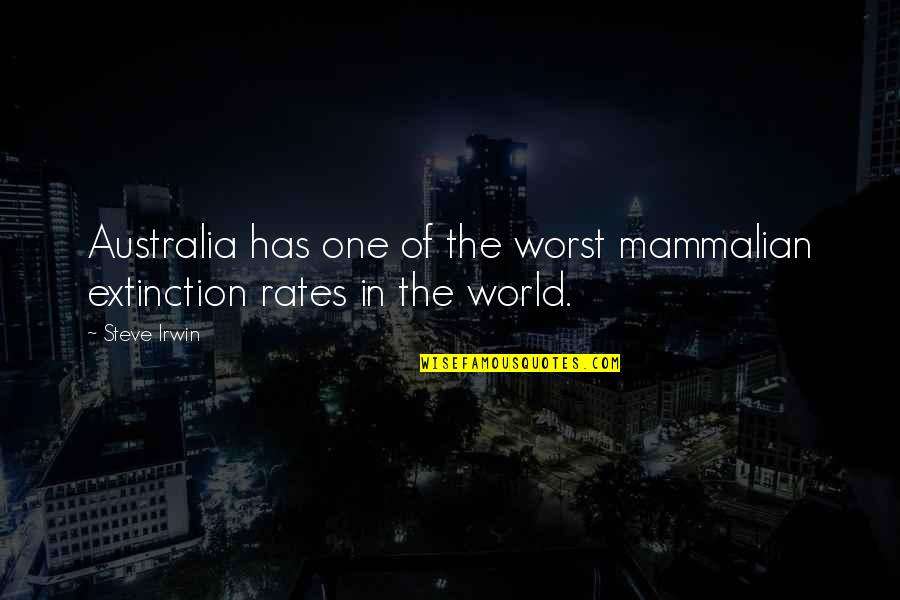 One World Quotes By Steve Irwin: Australia has one of the worst mammalian extinction