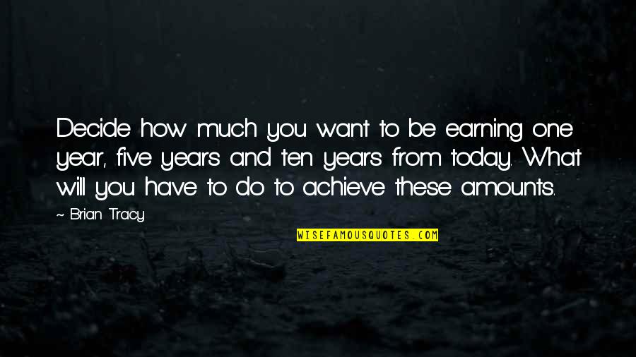 One Year From Today Quotes By Brian Tracy: Decide how much you want to be earning