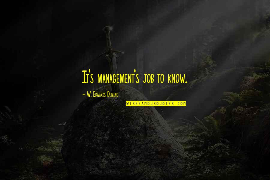 Oneindig Verhaal Sint Quotes By W. Edwards Deming: It's management's job to know. Oneindig Verhaal Sint Quotes By W. Edwards Deming: It's management's job to know.