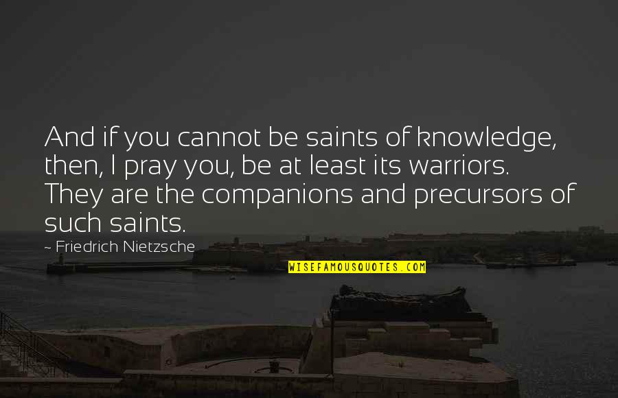 Oneindige Dank Quotes By Friedrich Nietzsche: And if you cannot be saints of knowledge, Oneindige Dank Quotes By Friedrich Nietzsche: And if you cannot be saints of knowledge,