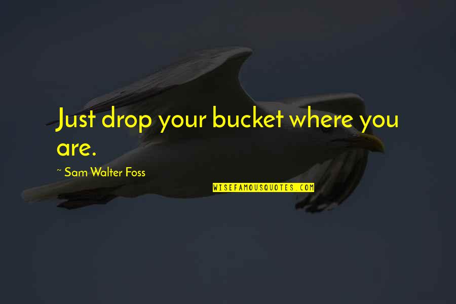 Oneing An Alternative Orthodoxy Quotes By Sam Walter Foss: Just drop your bucket where you are.