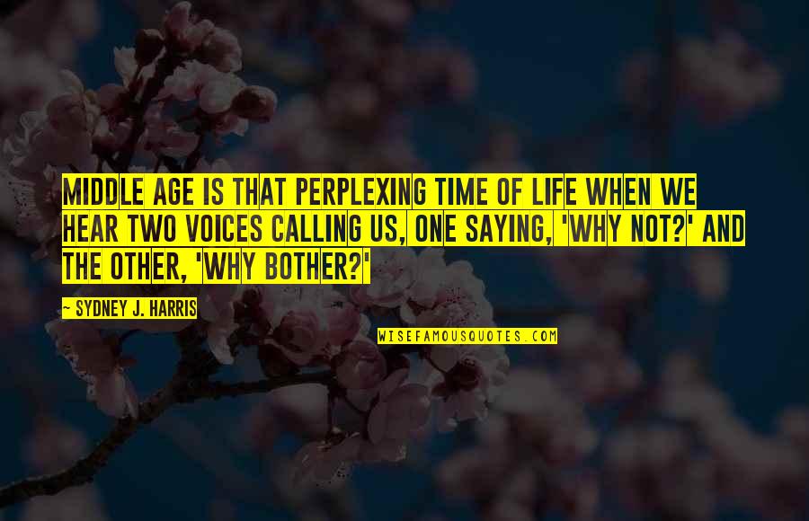 One's Calling In Life Quotes By Sydney J. Harris: Middle Age is that perplexing time of life