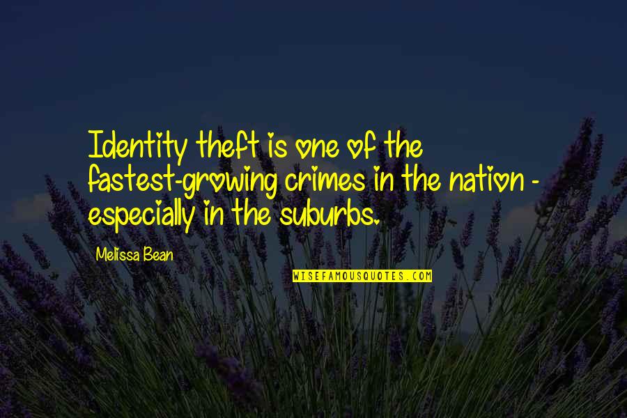 One's Identity Quotes By Melissa Bean: Identity theft is one of the fastest-growing crimes
