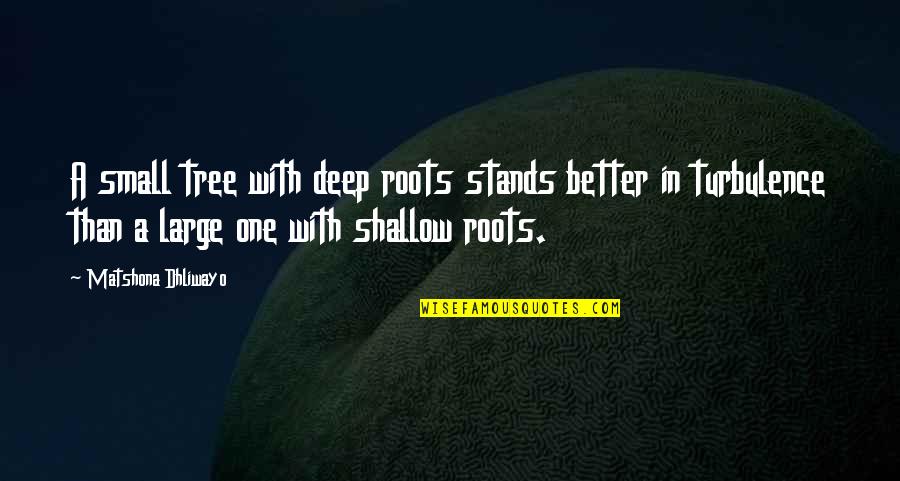 One's Roots Quotes By Matshona Dhliwayo: A small tree with deep roots stands better