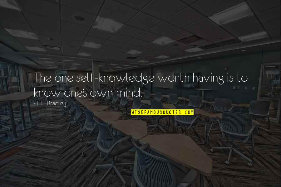 One's Self Worth Quotes By F.H. Bradley: The one self-knowledge worth having is to know