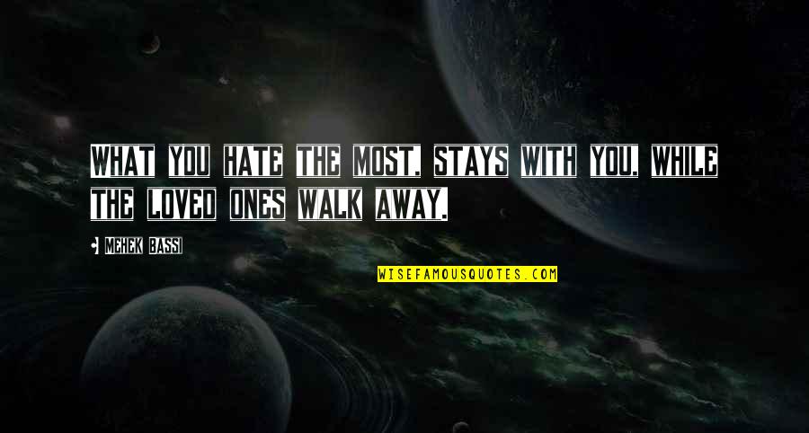 Ones You Love Quotes By Mehek Bassi: What you hate the most, stays with you,