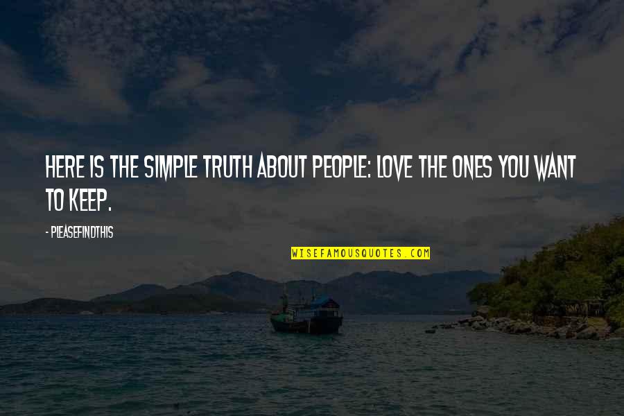 Ones You Love Quotes By Pleasefindthis: Here is the simple truth about people: Love