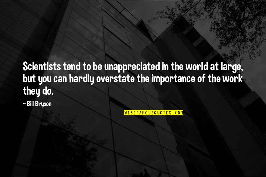 Onex Quotes By Bill Bryson: Scientists tend to be unappreciated in the world