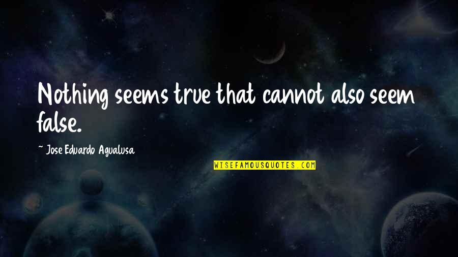 Onhisrock Quotes By Jose Eduardo Agualusa: Nothing seems true that cannot also seem false. Onhisrock Quotes By Jose Eduardo Agualusa: Nothing seems true that cannot also seem false.