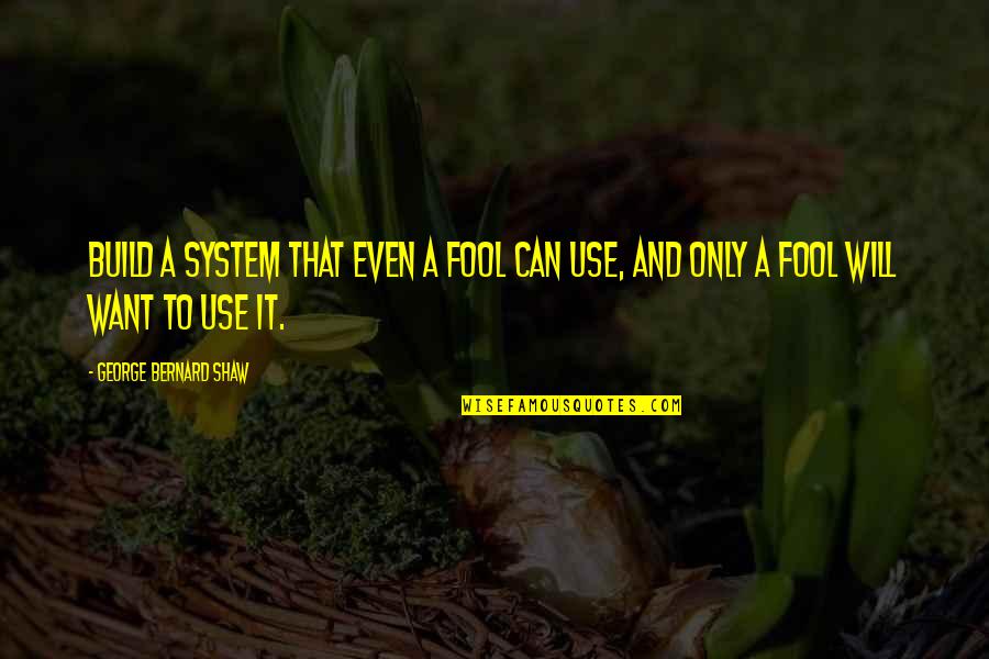 Only A Fool Quotes By George Bernard Shaw: Build a system that even a fool can