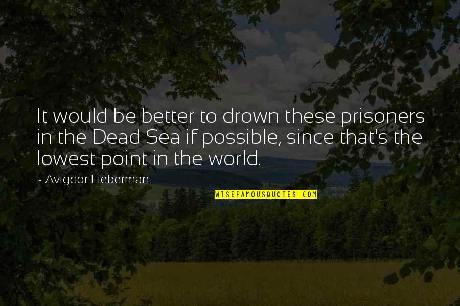 Only At Your Lowest Point Quotes By Avigdor Lieberman: It would be better to drown these prisoners