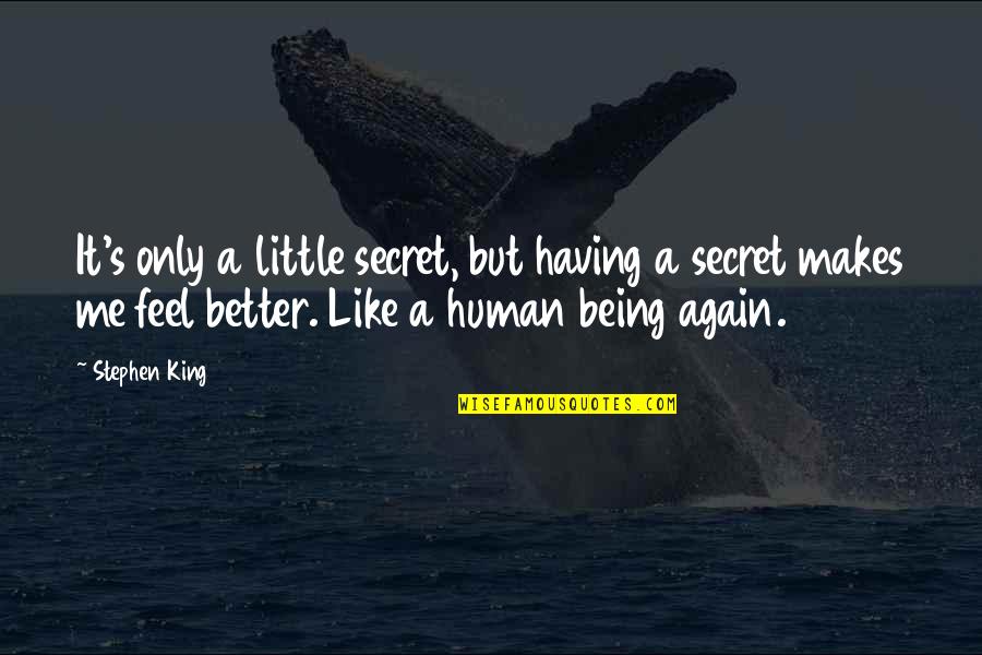 Only Being Human Quotes By Stephen King: It's only a little secret, but having a