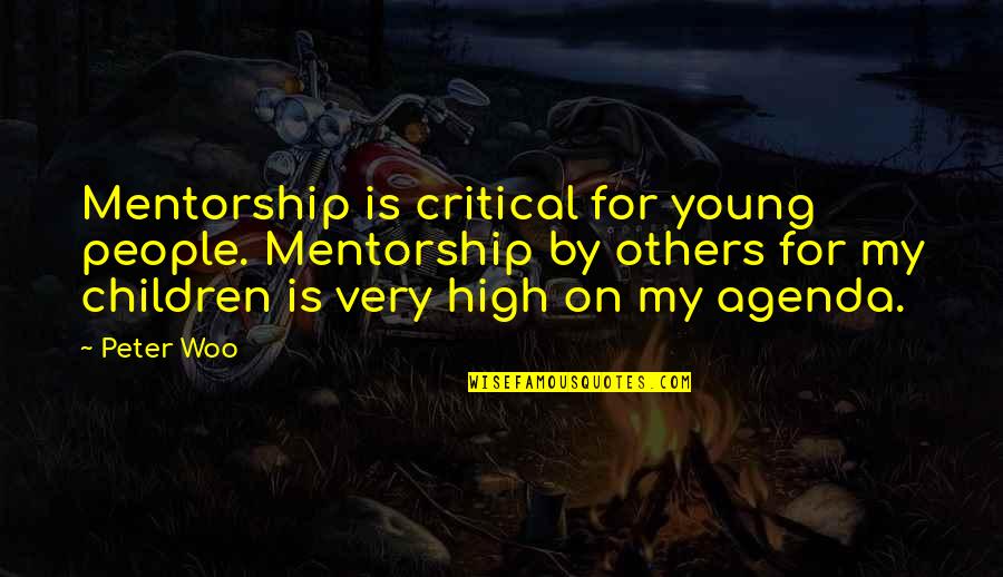 Only Controlling Yourself Quotes By Peter Woo: Mentorship is critical for young people. Mentorship by