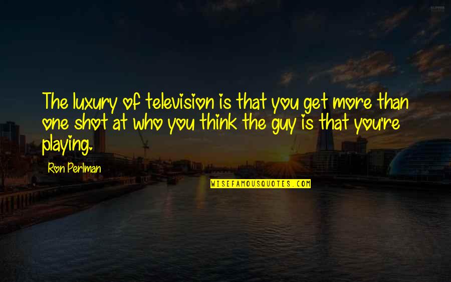 Only Get One Shot Quotes By Ron Perlman: The luxury of television is that you get