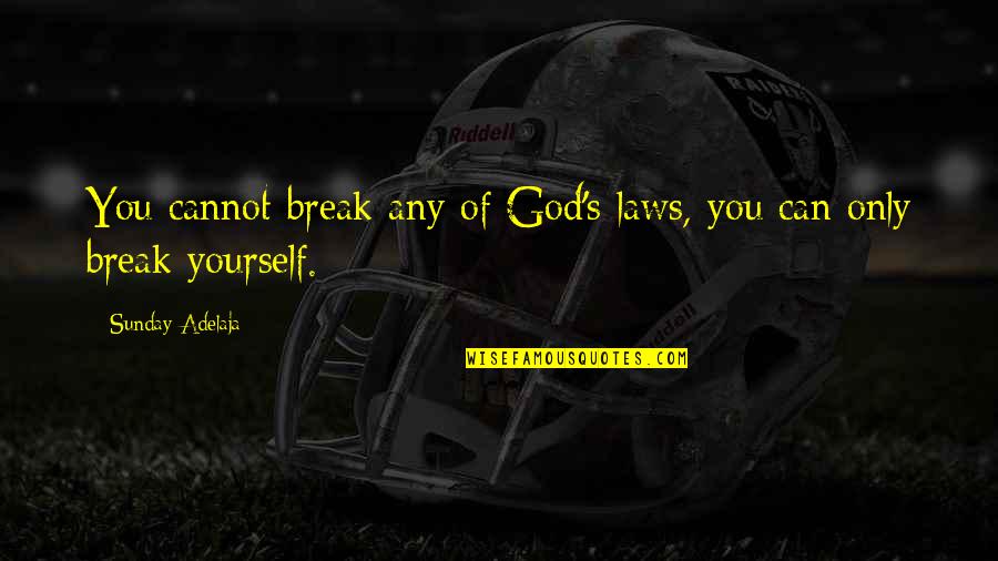 Only God Can Quotes By Sunday Adelaja: You cannot break any of God's laws, you Only God Can Quotes By Sunday Adelaja: You cannot break any of God's laws, you
