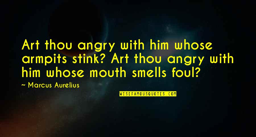 Only Having Yourself At The End Of The Day Quotes By Marcus Aurelius: Art thou angry with him whose armpits stink?