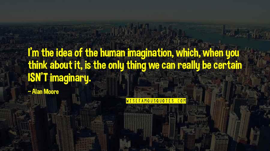 Only Human Quotes By Alan Moore: I'm the idea of the human imagination, which,