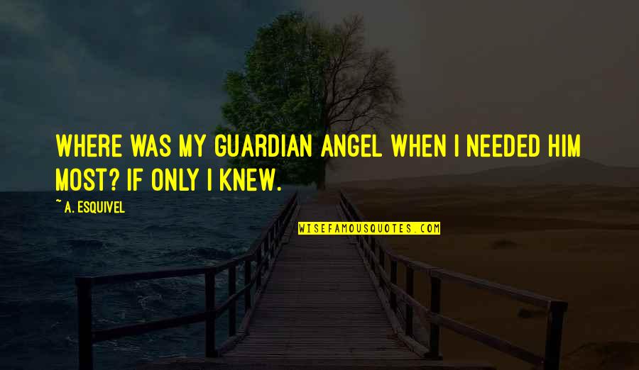Only If I Knew Quotes By A. Esquivel: Where was my guardian angel when I needed