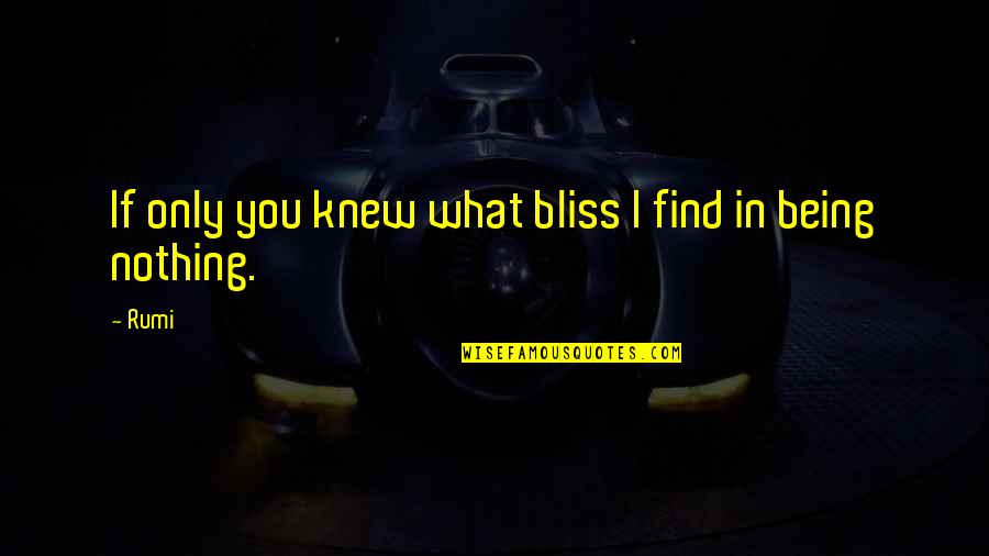 Only If I Knew Quotes By Rumi: If only you knew what bliss I find