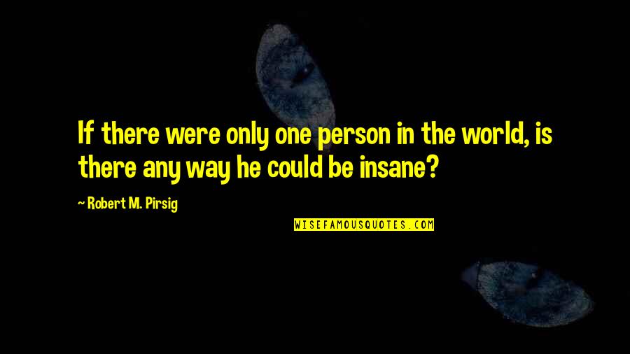 Only One Person Quotes By Robert M. Pirsig: If there were only one person in the