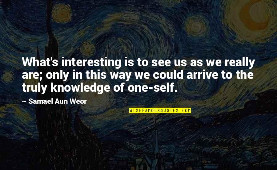Only One Way Quotes By Samael Aun Weor: What's interesting is to see us as we