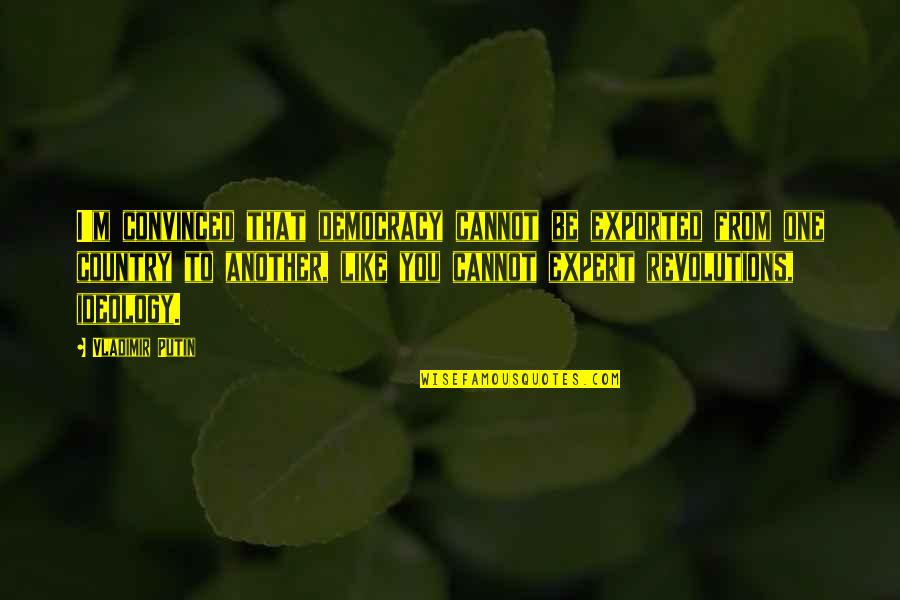 Only Revolutions Quotes By Vladimir Putin: I'm convinced that democracy cannot be exported from
