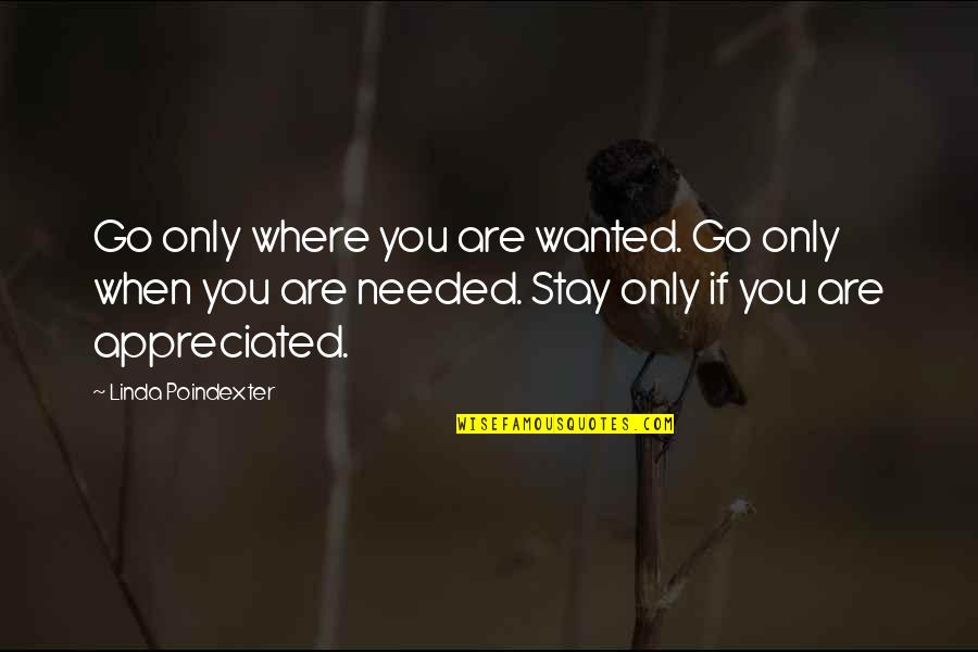 Only Wanted When Needed Quotes By Linda Poindexter: Go only where you are wanted. Go only