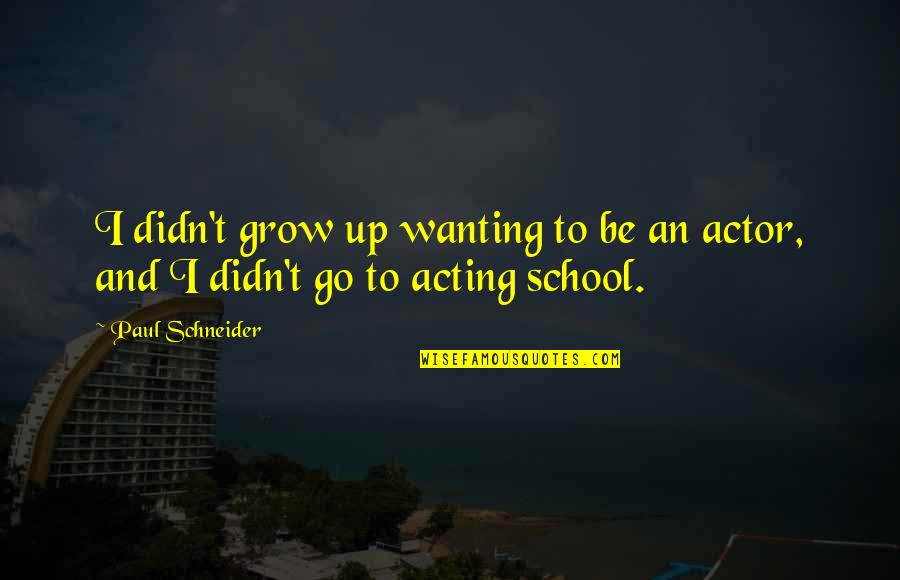 Only Wanting You Quotes By Paul Schneider: I didn't grow up wanting to be an