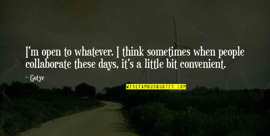 Only When It's Convenient For You Quotes By Gotye: I'm open to whatever. I think sometimes when