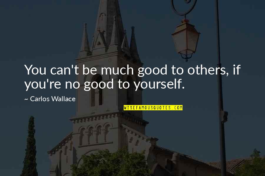 Only You Can Help Yourself Quotes By Carlos Wallace: You can't be much good to others, if