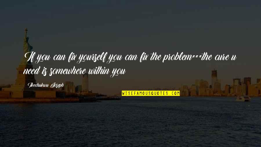 Only You Can Help Yourself Quotes By Ikechukwu Joseph: If you can fix yourself you can fix