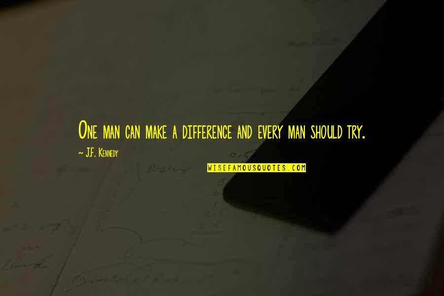 Only You Can Make A Difference Quotes By J.F. Kennedy: One man can make a difference and every