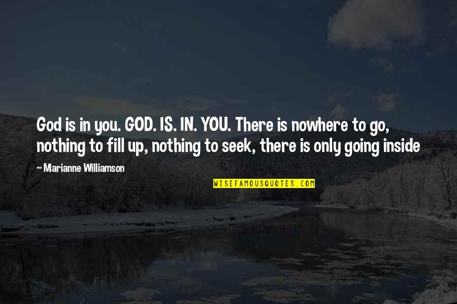Only You God Quotes By Marianne Williamson: God is in you. GOD. IS. IN. YOU.