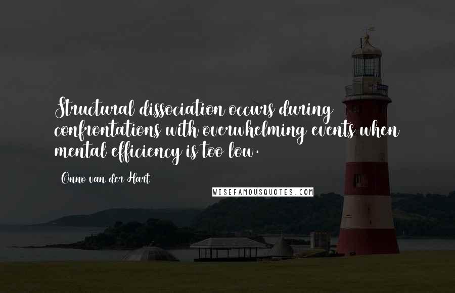 Onno Van Der Hart quotes: Structural dissociation occurs during confrontations with overwhelming events when mental efficiency is too low.