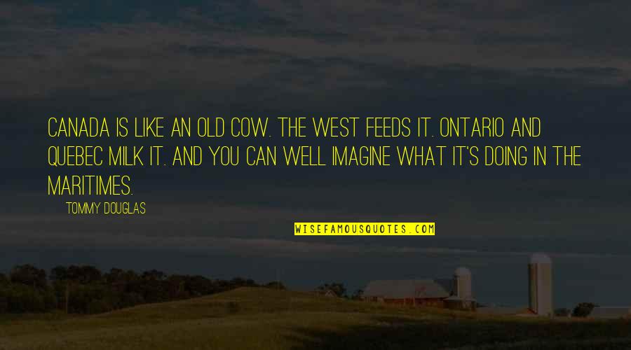 Ontario Quotes By Tommy Douglas: Canada is like an old cow. The West